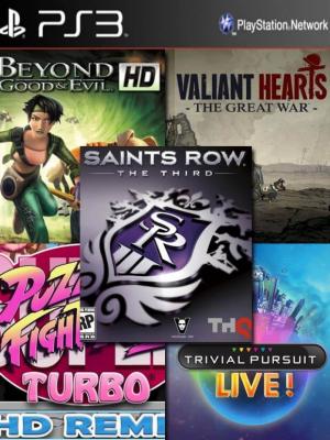 5 juegos en 1 Beyond Good & Evil  HD mas Valiant Hearts: The Great War mas Saints Row: The Third mas Puzzle Fighter HD mas TRIVIAL PURSUIT LIVE ps3